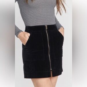 Marine Layer Black Velvet Mini Skirt with Front Zipper